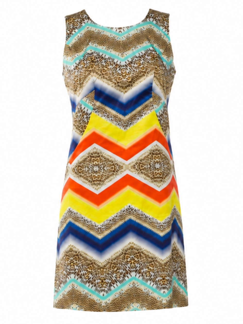 Milly Chevron Paneled Shift Mini Dress Cheetah Print Size 4